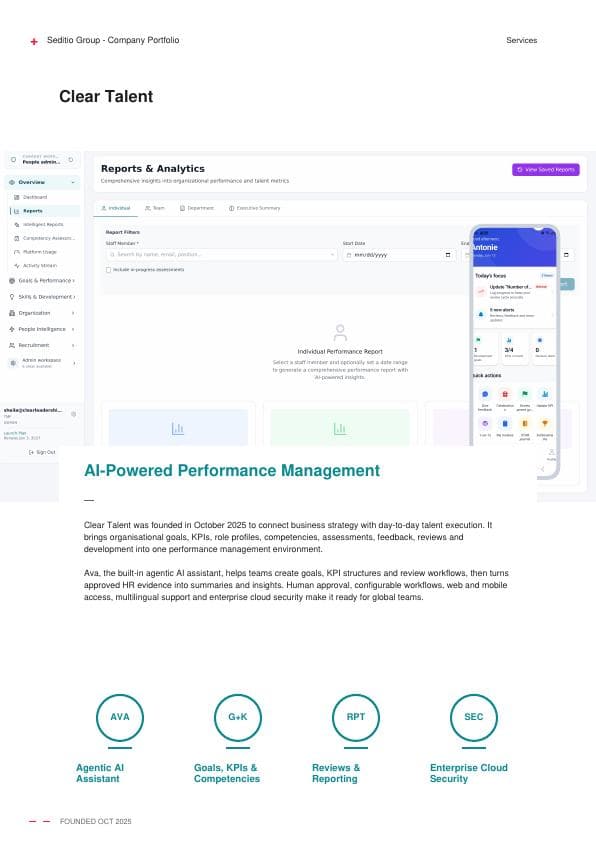 Clear Talent AI performance management product interface
